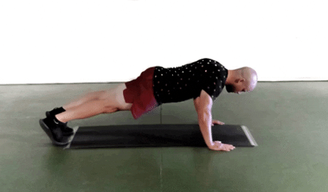 Push up with lateral floor step